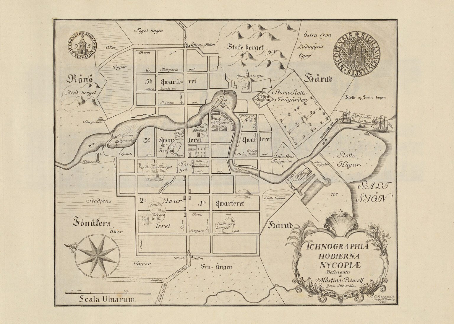 Karta över Nyköping 1735 - Släktled