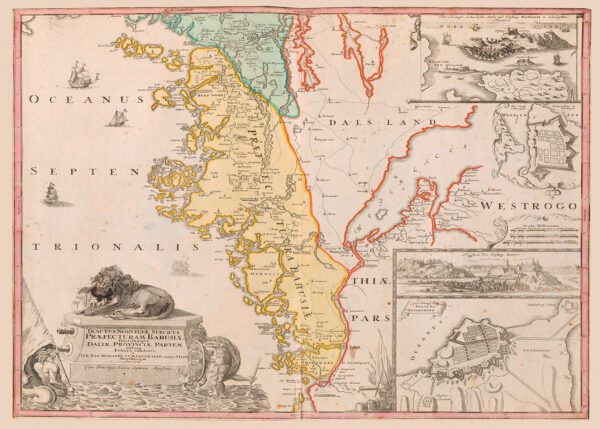 Historisk karta över Bohuslän och delar av Dalsland från 1729