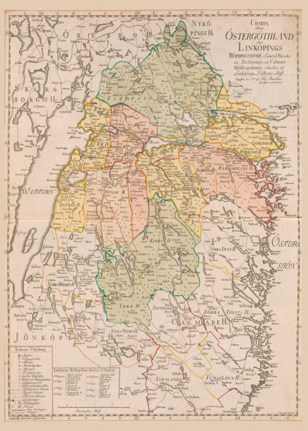 Historisk karta över Östergötland 1779