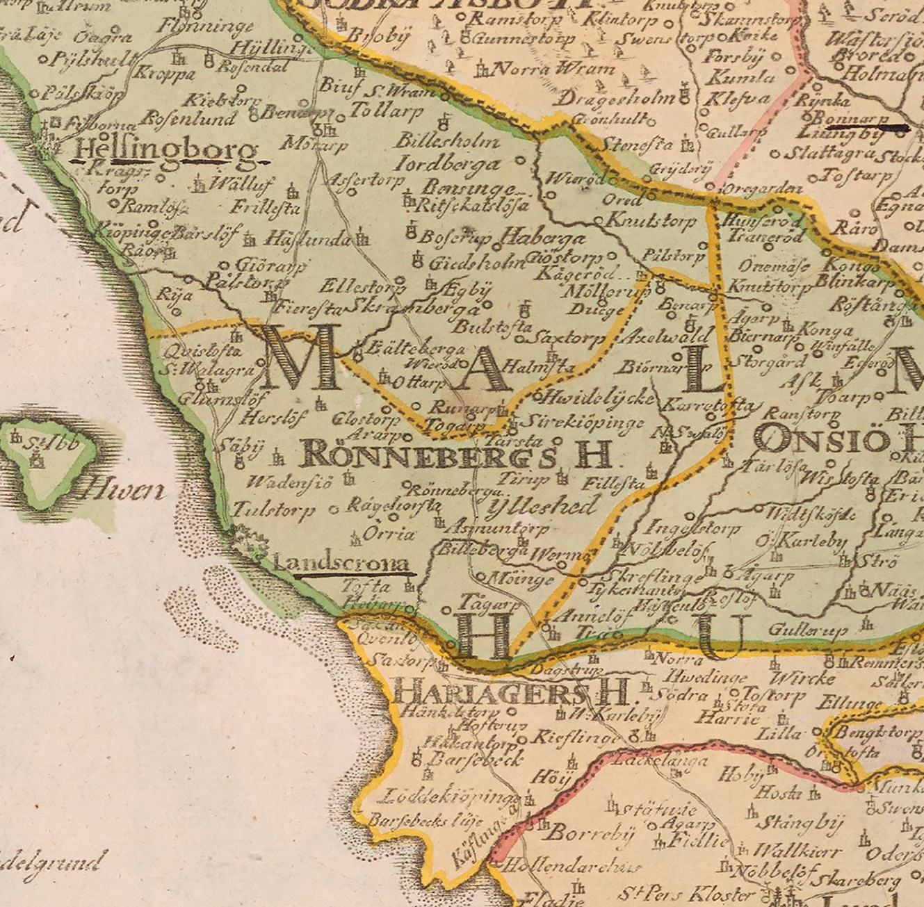 Karta över Skåne 1700-talet - Släktled