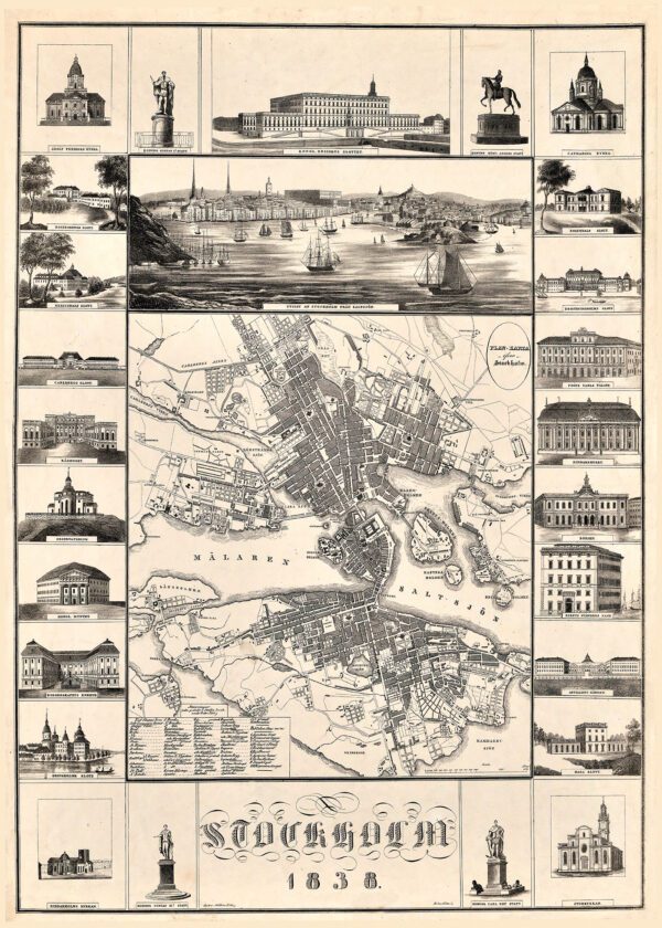 Historisk karta över Stockholm 1838