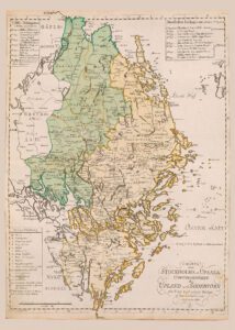 Historisk karta över Uppland och Södertörn 1785