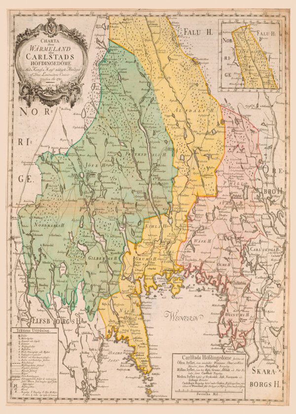 Historisk karta över Värmland 1783.