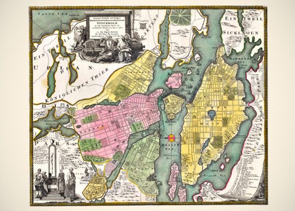 Karta över Stockholm från omkring 1700 till 1724