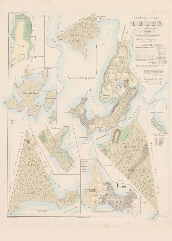 Historisk karta över Luleå 1857