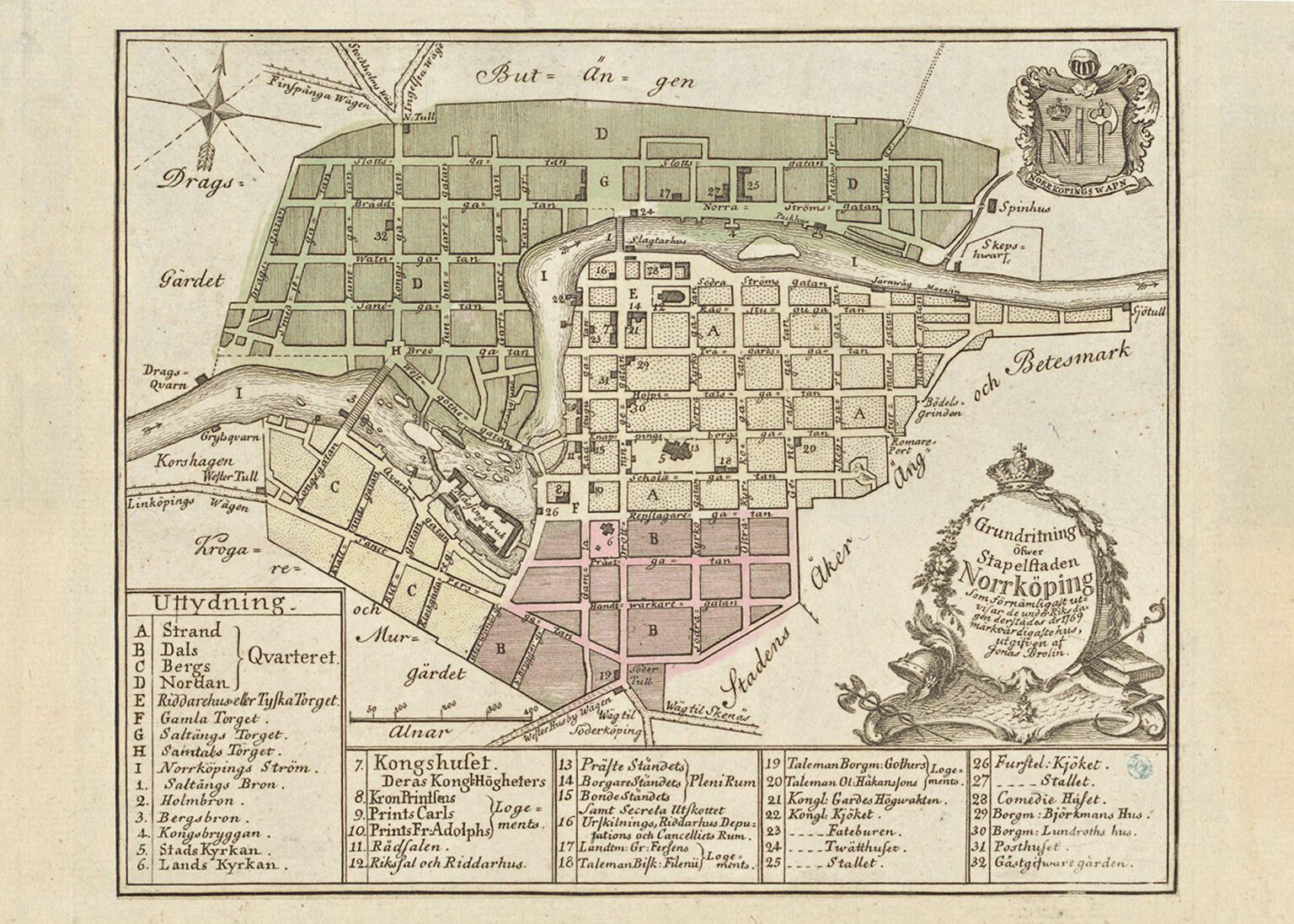 Karta över Norrköping 1769 - Släktled