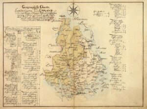 Historisk vägkarta över Uppland 1731