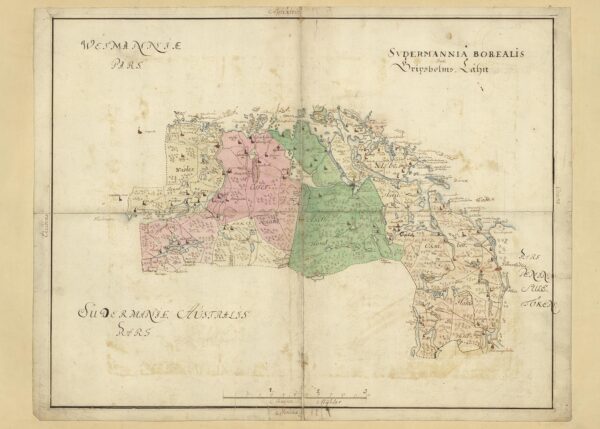 Historisk karta över Södermanland 1600-tal
