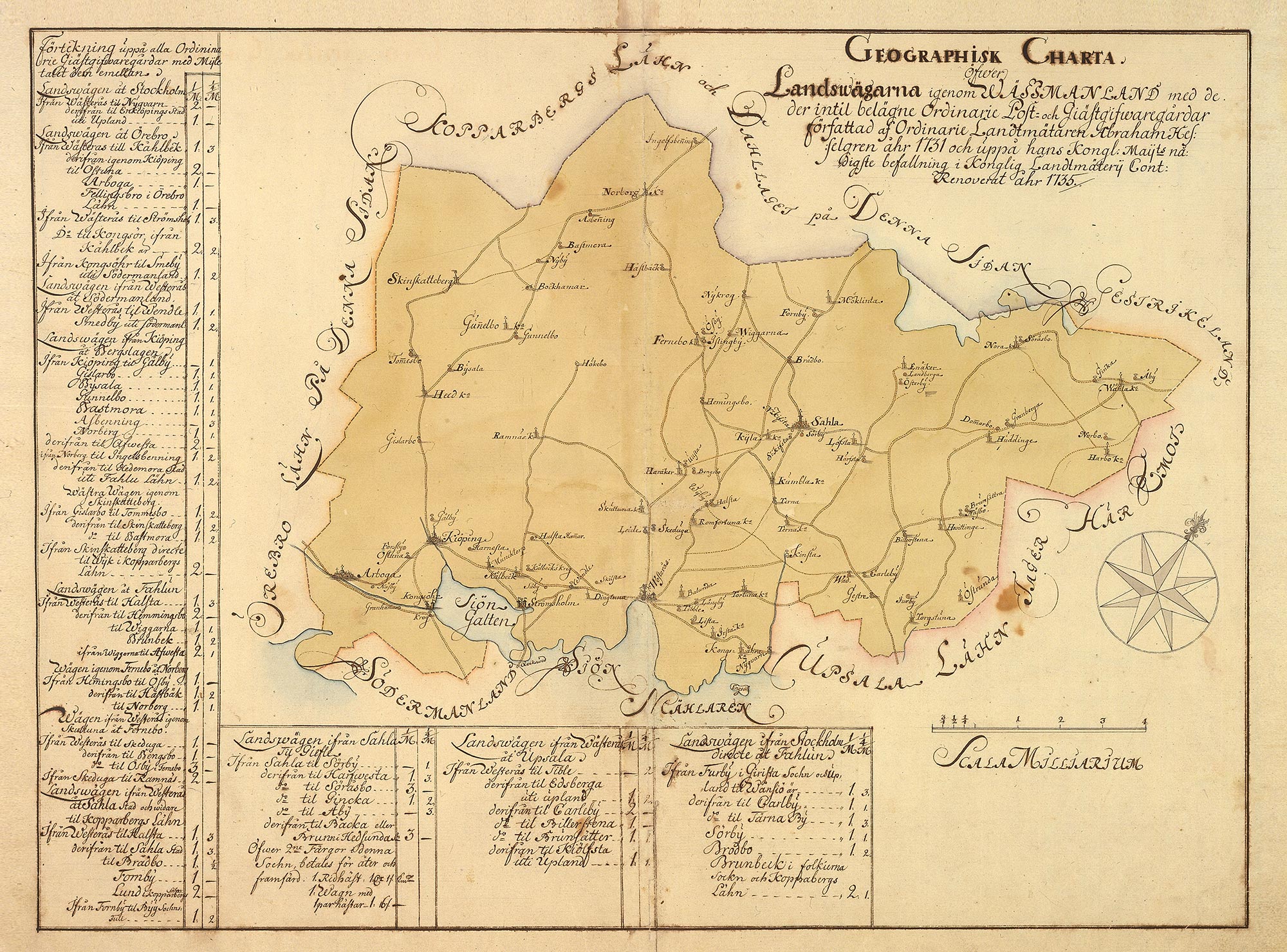 Vägkarta över Västmanland 1731 - Släktled