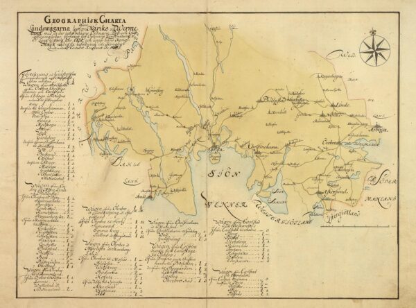 Historisk vägkarta över Närke och Värmland 1731