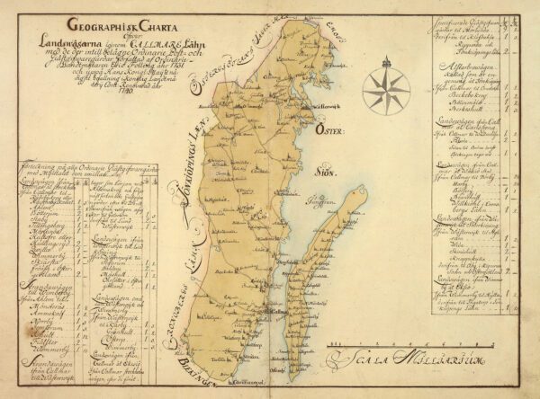 Historisk vägkarta över Kalmar län 1731