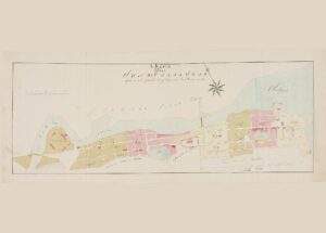Historisk karta över sjöstaden Sundsvall 1784