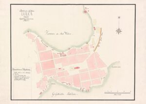 Historisk karta över sjöstaden Luleå 1790