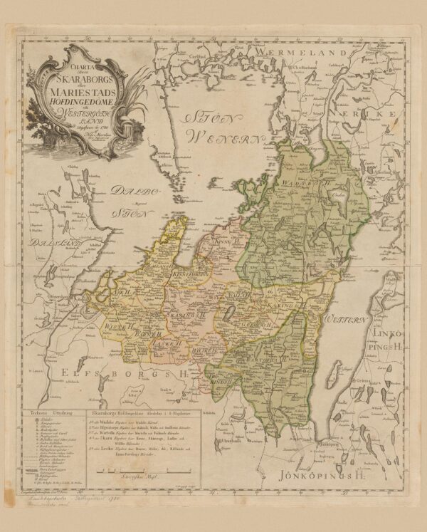 Historisk karta över Skaraborg 1780