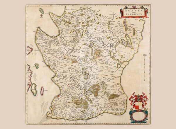 Historisk karta över Skåne 1662
