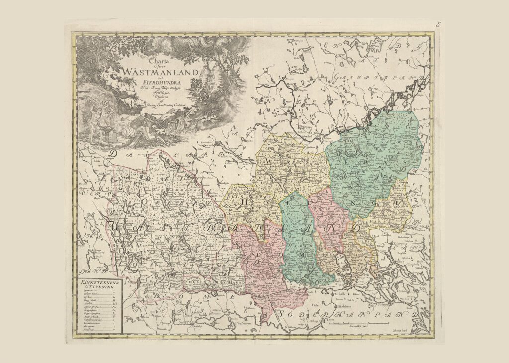 Karta över Västmanland och Fjärdhundra omkring 1800 - Släktled