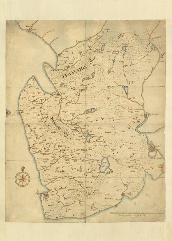 Historisk karta över västra skåne 1617-1644