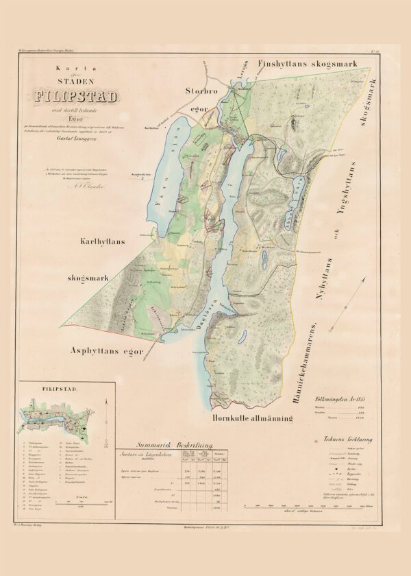 Historisk karta över Filipstad 1859