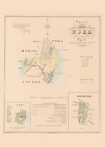 Historisk karta över Nora 1857