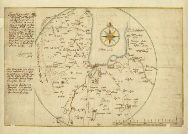 Historisk karta över socknarna runt Jönköping 1664