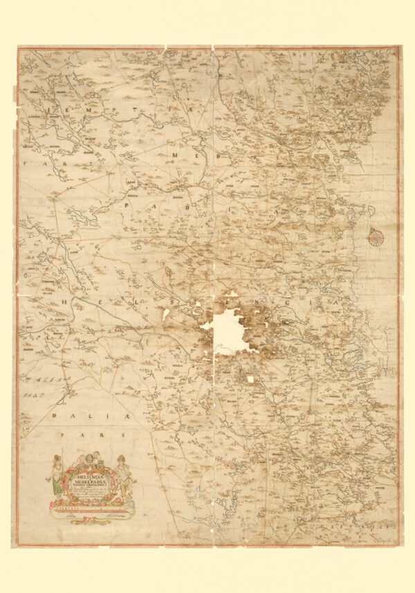 Historisk karta över Hälsingland och Medelpad 1689