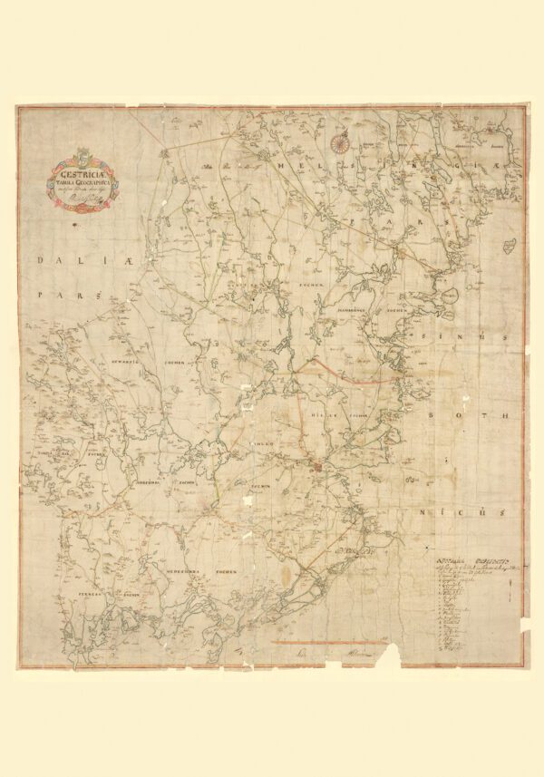 Historisk karta Gästrikland 1693