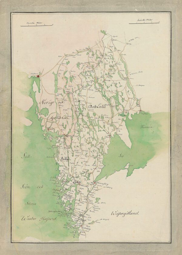 Historisk karta över Dalsland och Bohuslän