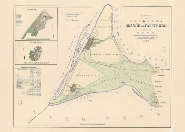 Historisk karta över Skanör och Falsterbo 1853