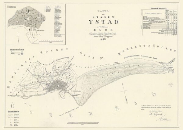 Historik karta över Ystad 1853