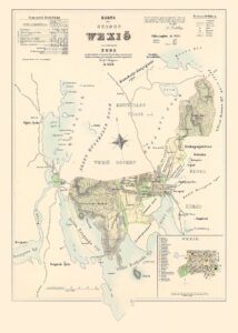 Historisk karta över Växjö 1855