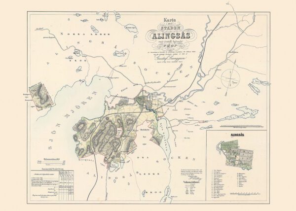 Historisk karta över Alingsås 1856