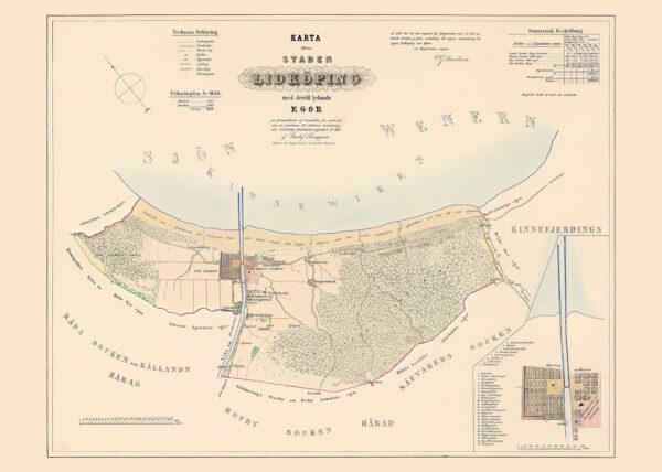 Historisk karta över Lidköping 1856