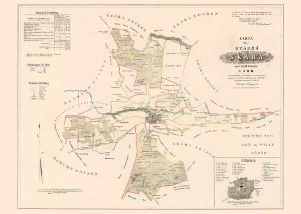 Historisk karta över Skara 1856