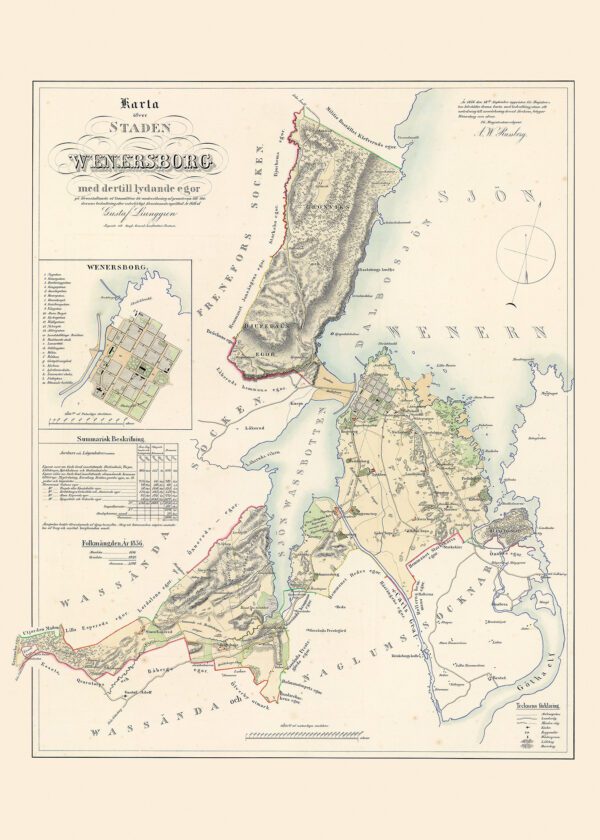 Historisk karta över Vänersborg 1856