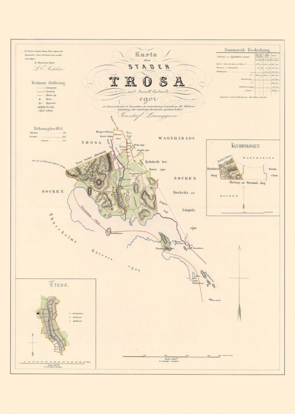 Historisk karta över Trosa 1857