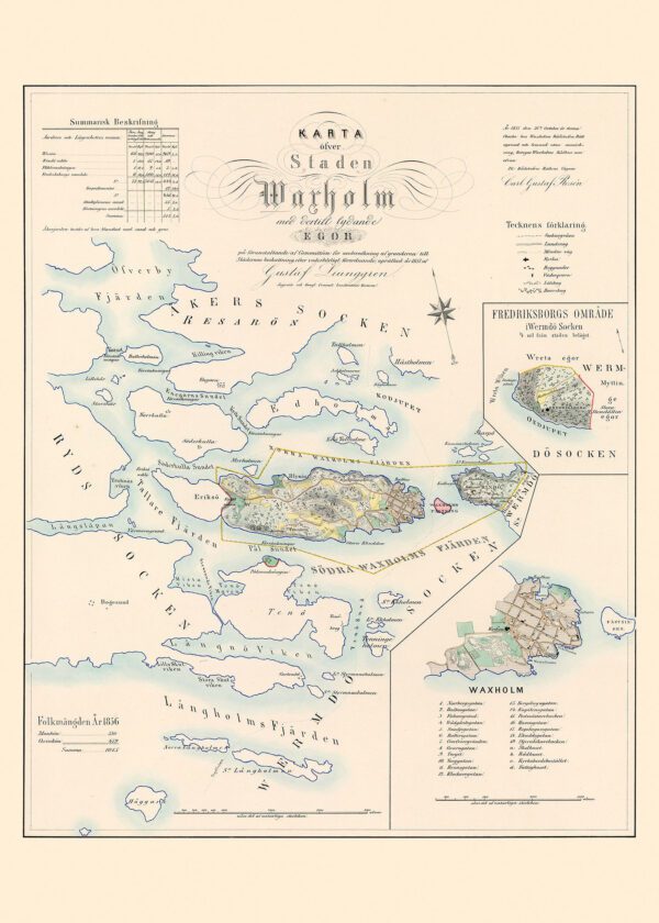 Historisk karta över Vaxholm 1857