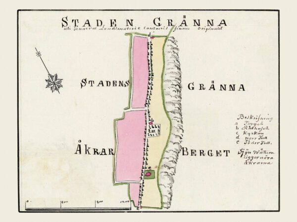 Historisk karta över staden Gränna