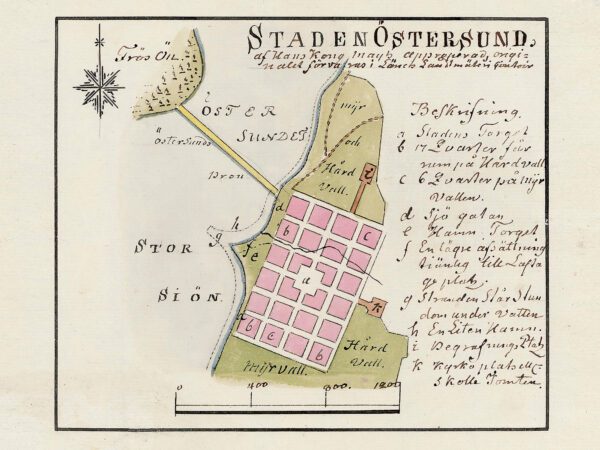 Historisk karta över staden Östersund