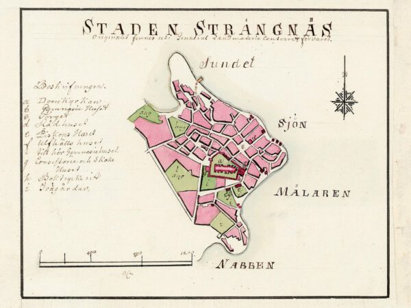 Historisk karta över staden Strängnäs
