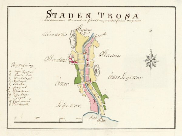 Historisk karta över staden Trosa