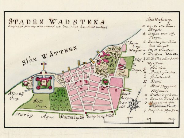 Historisk karta över staden Vadstena