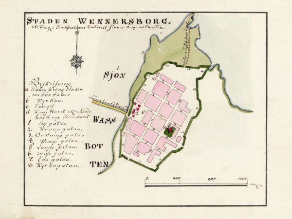 Historisk karta över staden Vänersborg