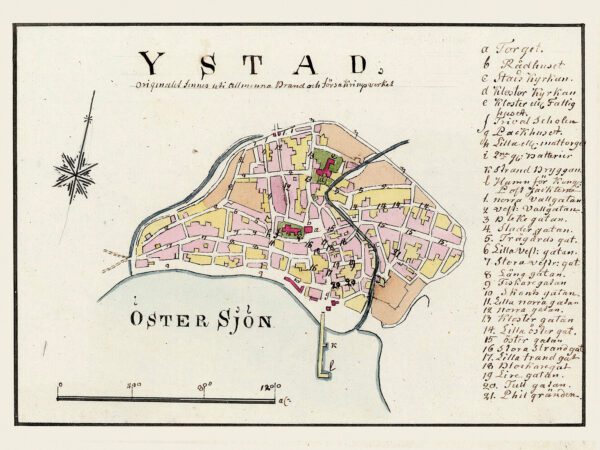 Historik karta över Ystad