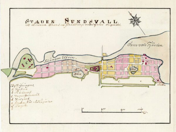 Historisk karta över staden Sundsvall