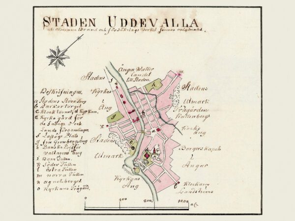 Historisk karta över staden Uddevalla