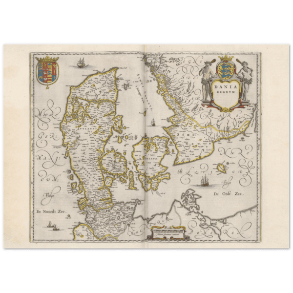 Historisk karta över Danmark 1600-tal