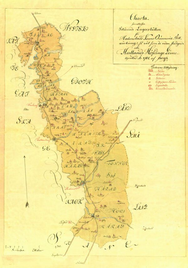 Historisk karta över Halland 1781