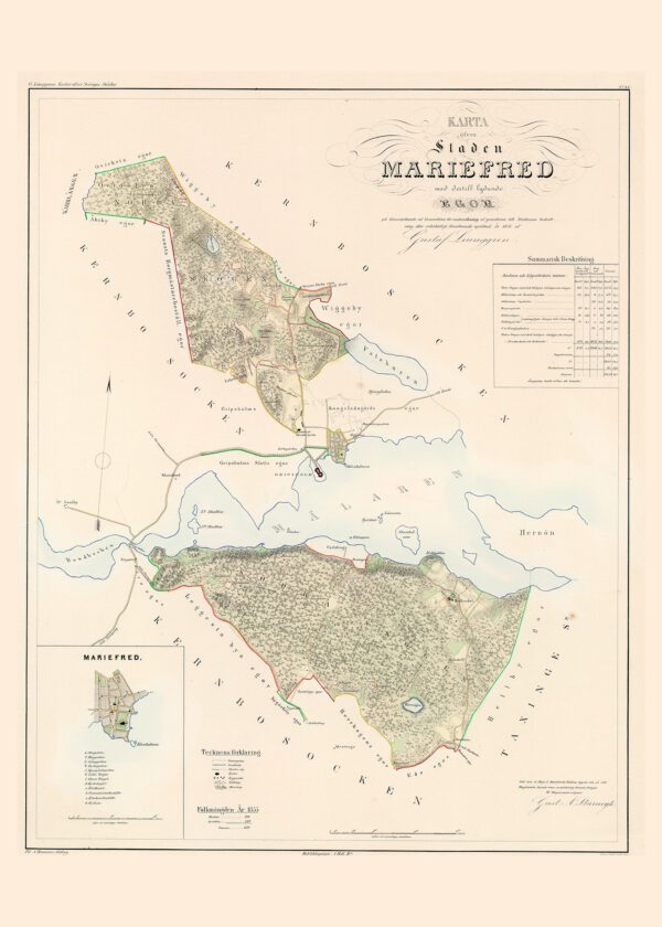 Historisk karta över Mariefred 1857