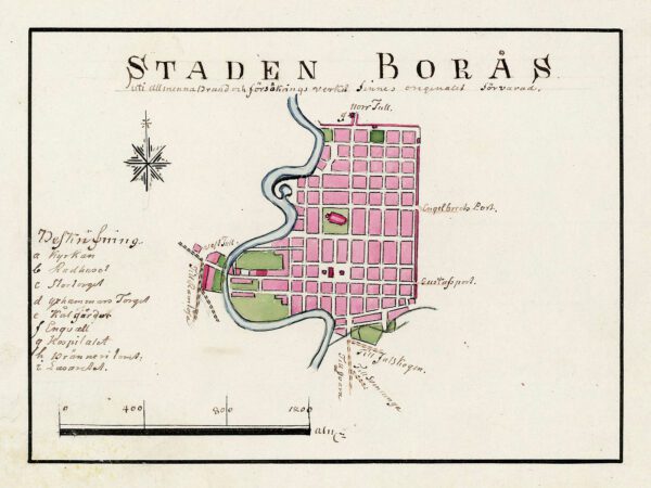 Historisk karta över staden Borås