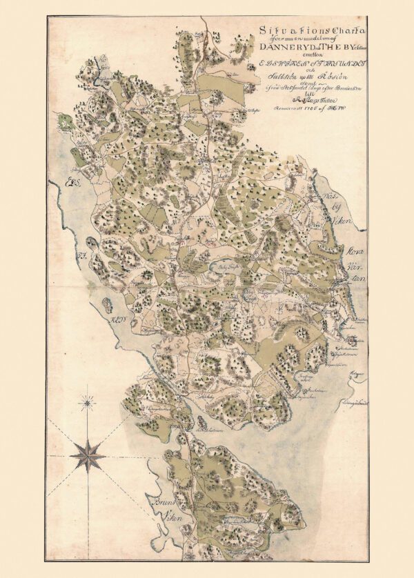 Historisk karta över Danderyd och Täby 1785